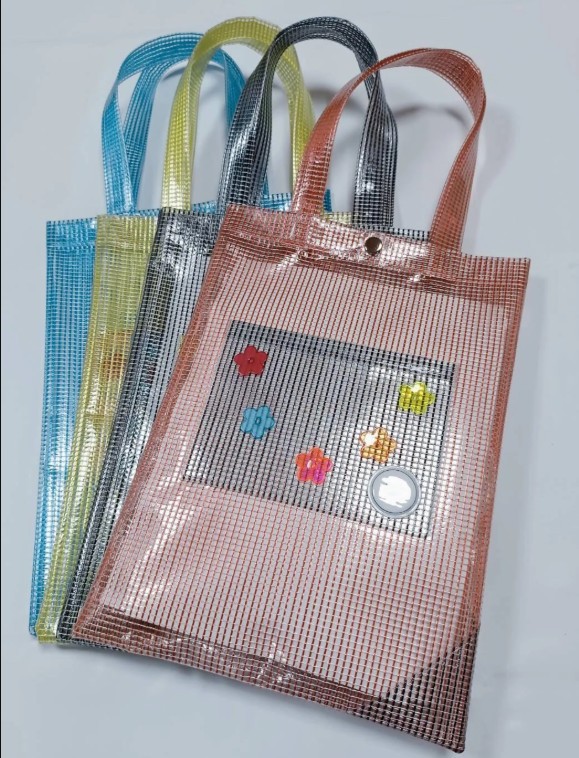 PVC網狀透明手提袋|高週波網狀置物袋製作